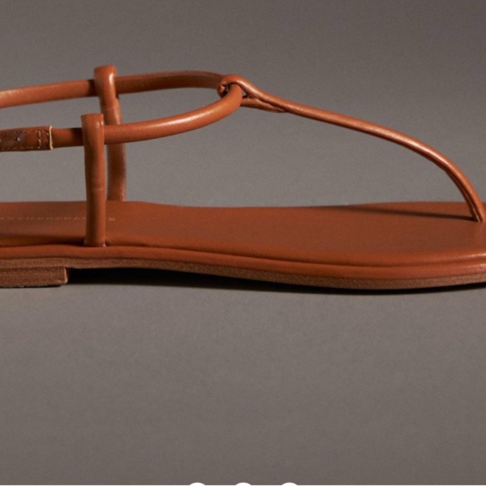Anthropologie Tan Leather Strappy Flat Sandals